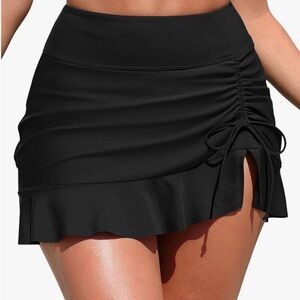 Black Swim Skirt Coverup with Side Ruching